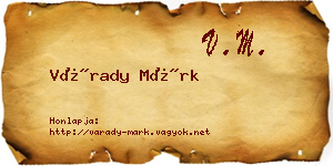 Várady Márk névjegykártya